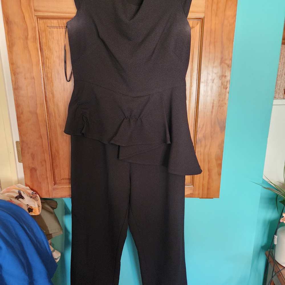 Eliza J Black Sophisticated Jumpsuit with Wrap Bodice